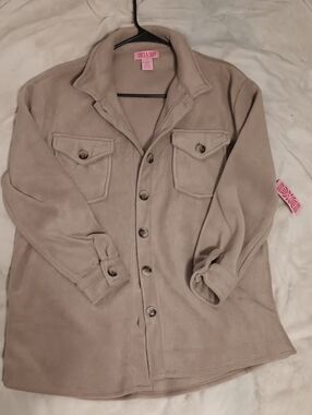 Taupe Button-Up Fleece Shacket